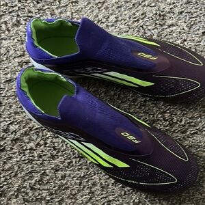 Adidas Men's Purple and Green Soccer Shoes